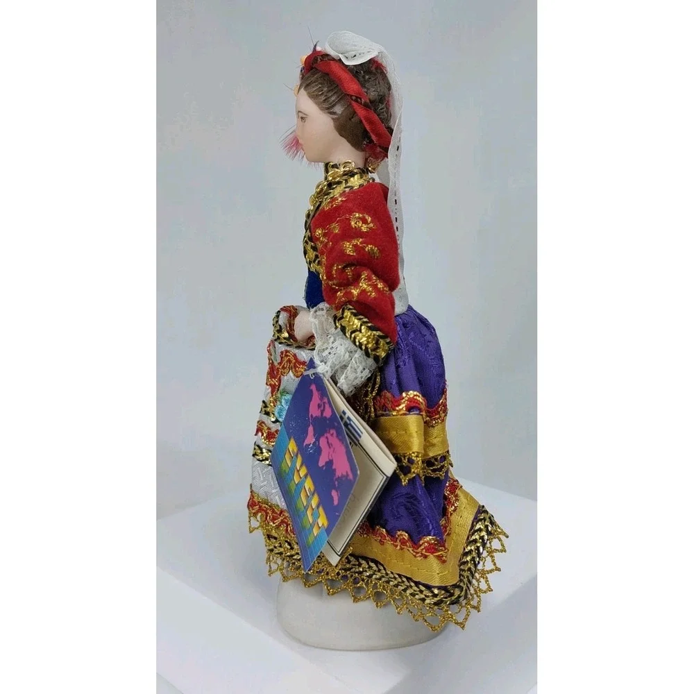 Evelt Greek Porcelain Doll Complete Traditional Outfit All Original Porcelain 7